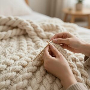 14 Finger Knitting Project Ideas: Modern & Beginner-Friendly 1. Cozy Twisted-Rope Blanket (Finger-Knit Cords)