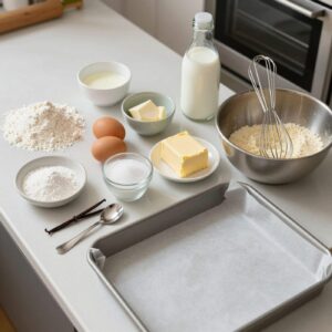 Moist Vanilla Cake Recipe (Recipe for a Soft, Moist, Classic Cake) Step 1: Gather Ingredients and Prep Your Oven
