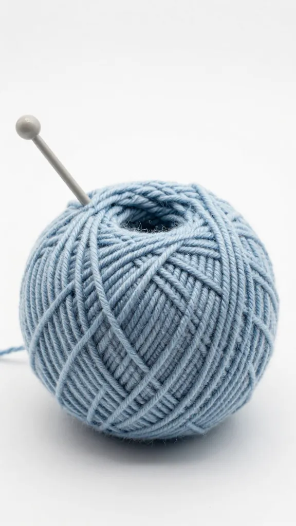 Single ball of chunky yarn with knitting needles