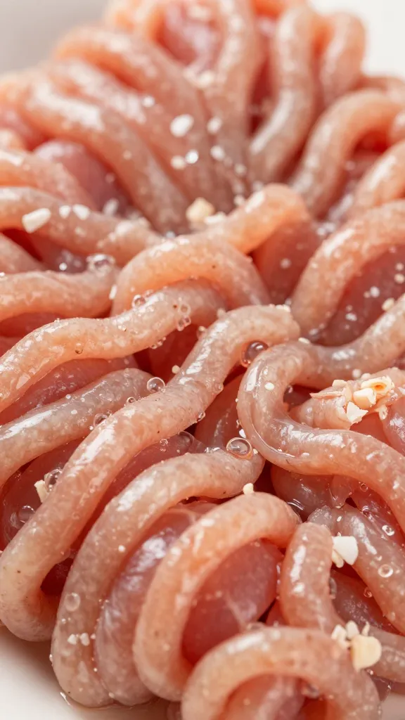 Closeup of raw ground chicken