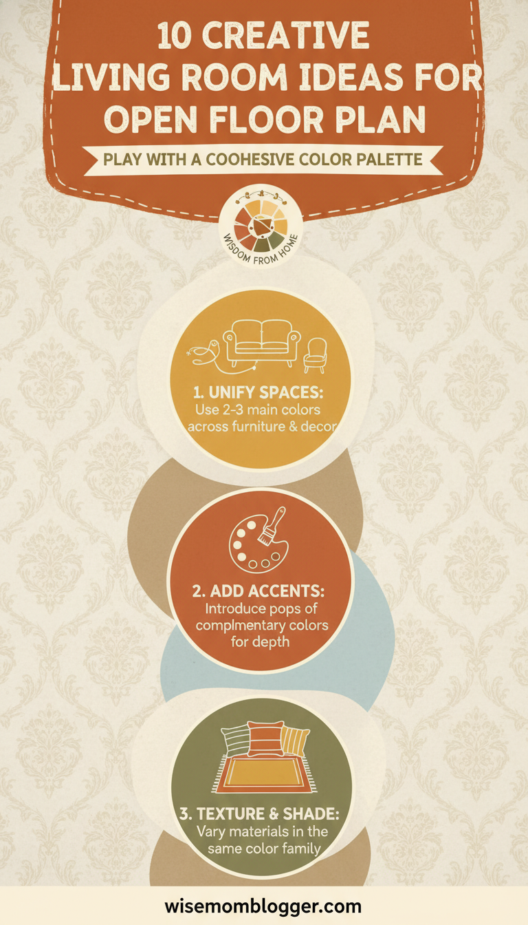 10 Creative Living Room Ideas for Open Floor Plan 3 3. Play With a Cohesive Color Palette