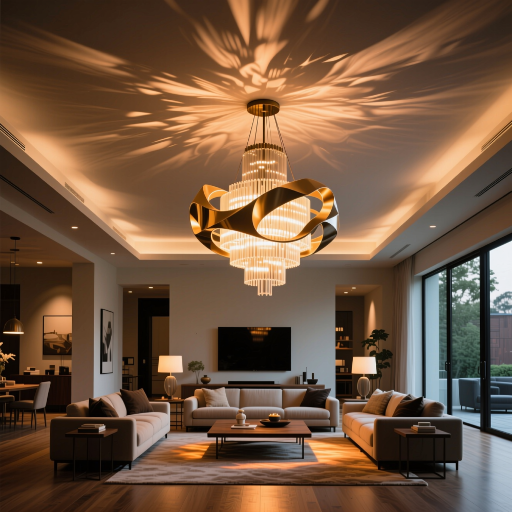 10 Creative Living Room Ideas for Open Floor Plan 4 4. Use a Statement Ceiling Light to Anchor the Living Room