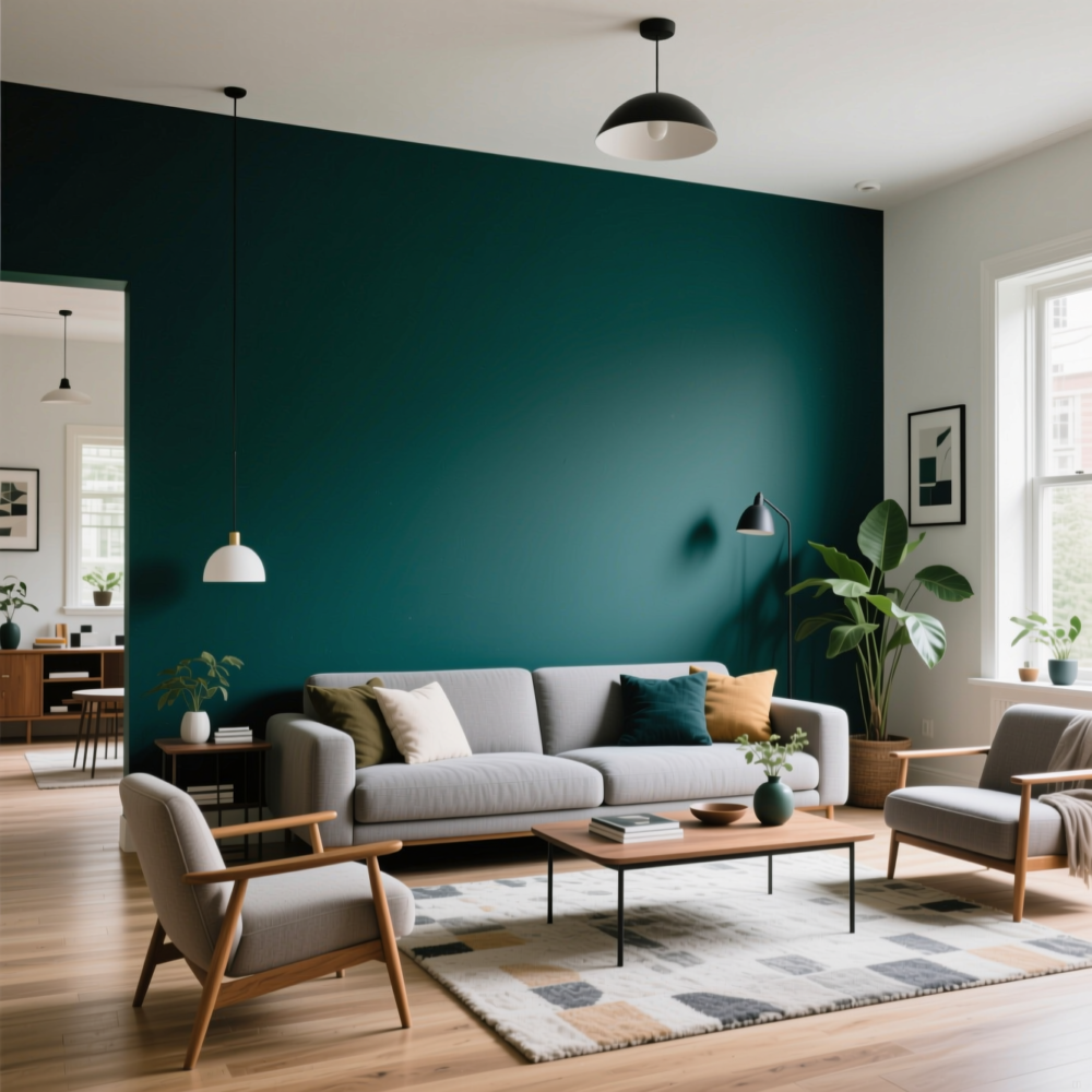 10 Creative Living Room Ideas for Open Floor Plan 7 7. Define Zones With Paint or Wallpaper Accents