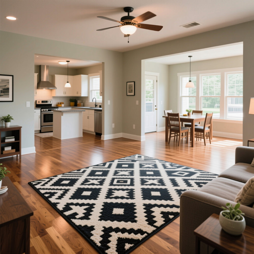 10 Creative Living Room Ideas for Open Floor Plan 9 9. Use Consistent Flooring or Strategic Rugs to Signal Zone Changes