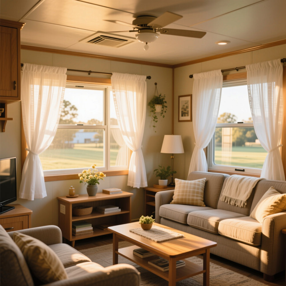 10 Cute Living Room Ideas for Mobile Home 9 8. Let in Natural Light with Strategic Window Treatments