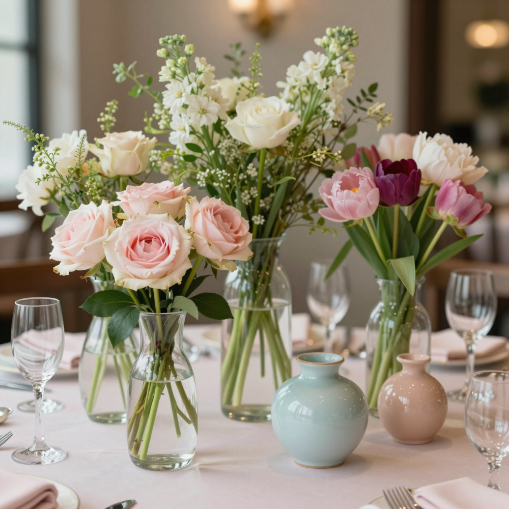 Step 5: Build Idea #4 — Gold or ceramic vase centerpieces (modern vintage look)