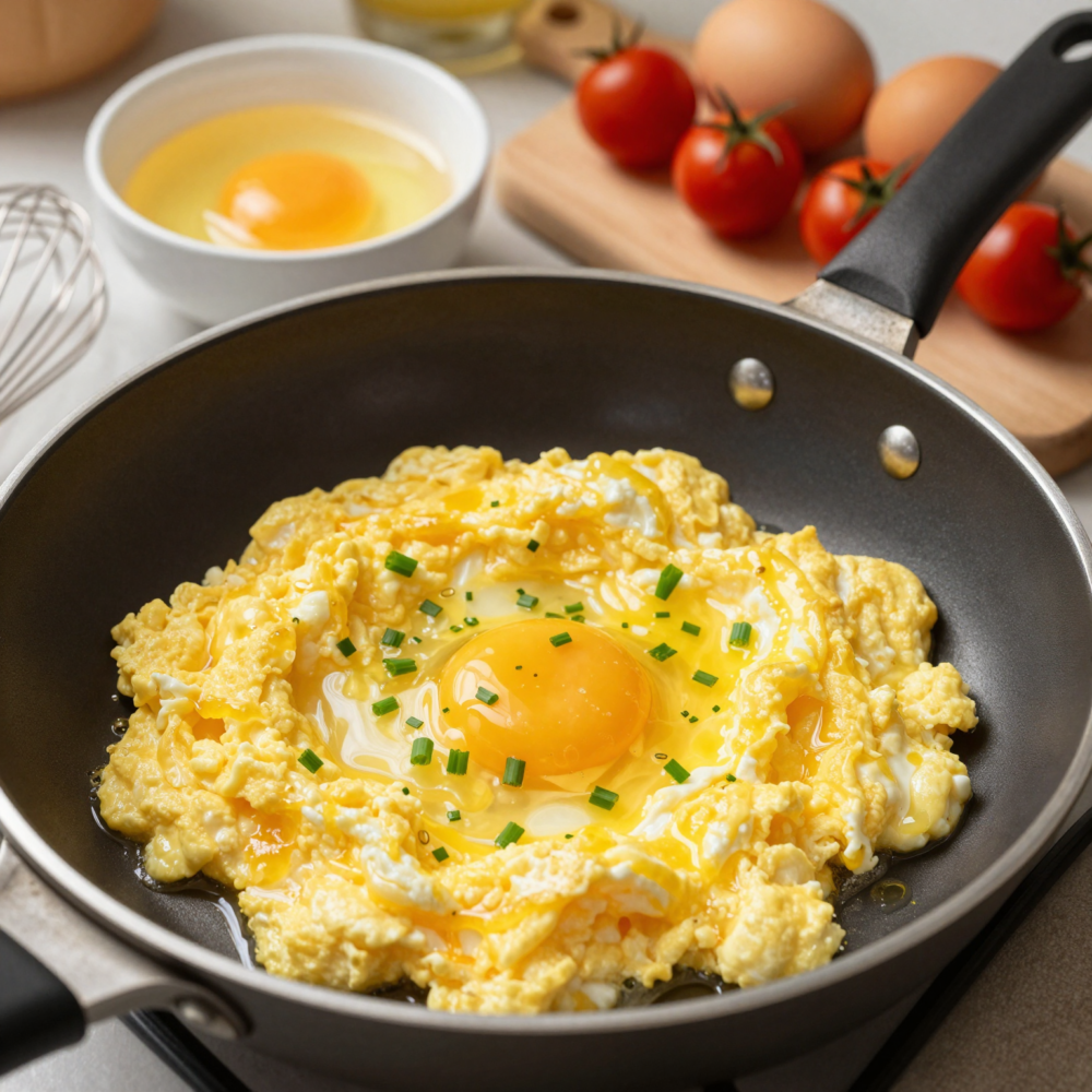 1. Fluffy Scrambled-Egg Style “Quick Dinner”