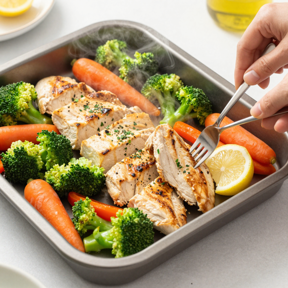 4. Fast Protein + Veg Plate (Shortcut “Roast/Steam” Style)