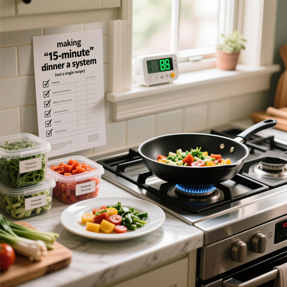 12 Quick Meals for Dinner 1 Step 1: Make “15-minute” dinner a system (not a single recipe)