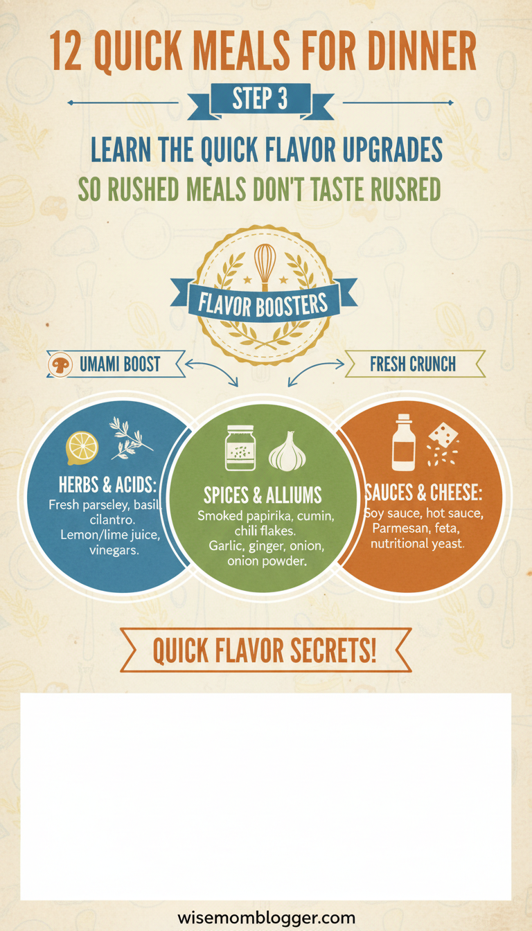 12 Quick Meals for Dinner 3 Step 3: Learn the quick flavor upgrades (so rushed meals don’t taste rushed)
