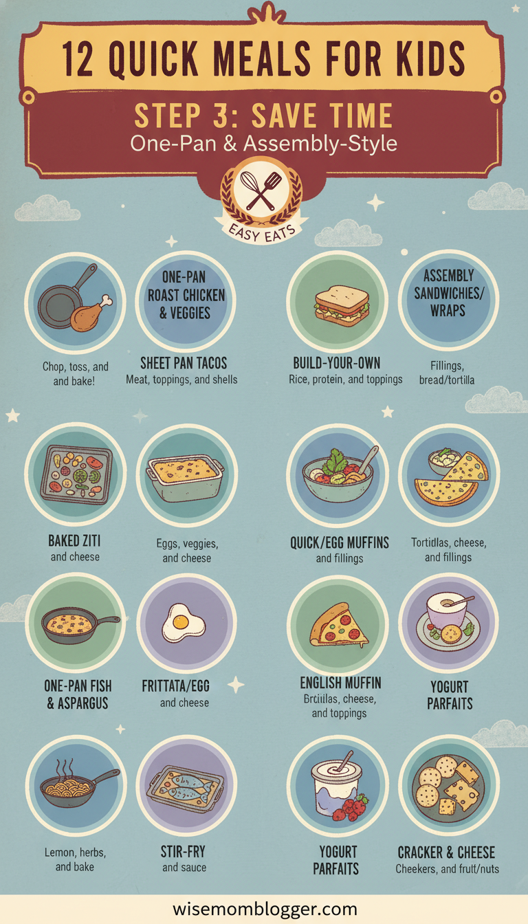 12 Quick Meals for Kids (Fast, Familiar, and Easy Weeknight Wins) 4 Step 3: Use One-Pan and Assembly-Style Meals to Save Time