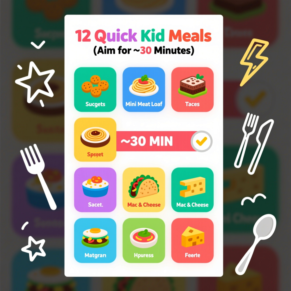 12 Quick Meals for Kids (Fast, Familiar, and Easy Weeknight Wins) 6 Step 5: 12 Quick Kid Meals (Aim for ~30 Minutes)