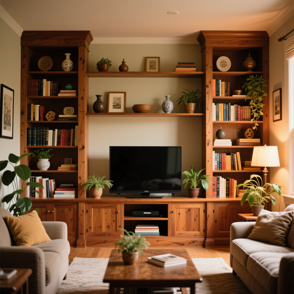 12 Smart Living Room Ideas for TV Wall 4 4. Frame the TV With Built-In Bookshelves