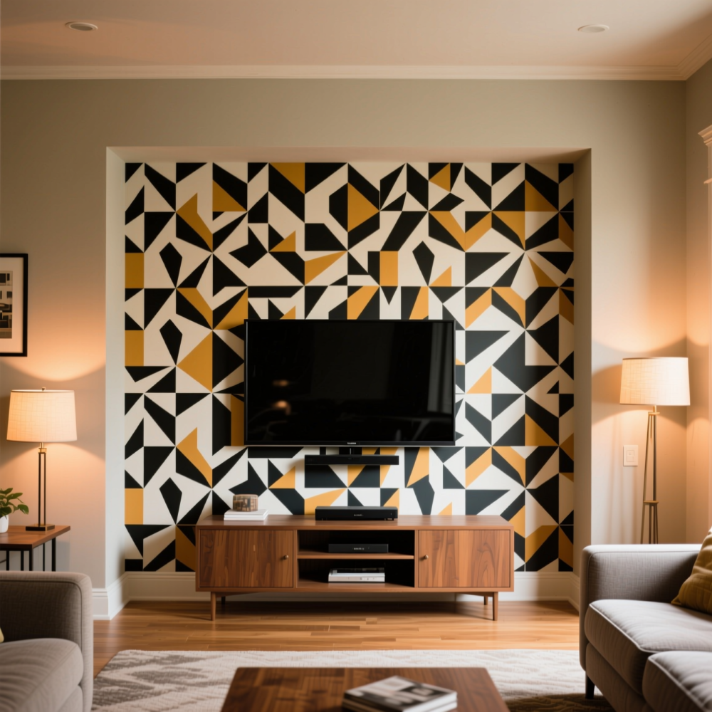 12 Smart Living Room Ideas for TV Wall 10 10. Use Paint or Wallpaper to Define the TV Zone