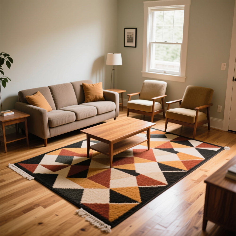 13 Cozy Living Room Ideas for Small Spaces 5 4. Anchor the Seating Area with a Well-Chosen Area Rug