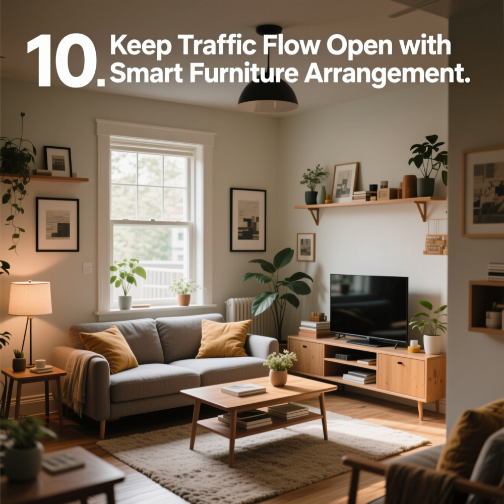 13 Cozy Living Room Ideas for Small Spaces 11 10. Keep Traffic Flow Open with Smart Furniture Arrangement