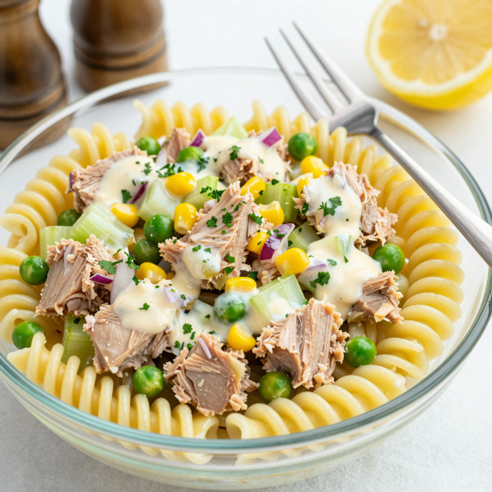 8. Tuna Pasta Salad (cold or quick warm)