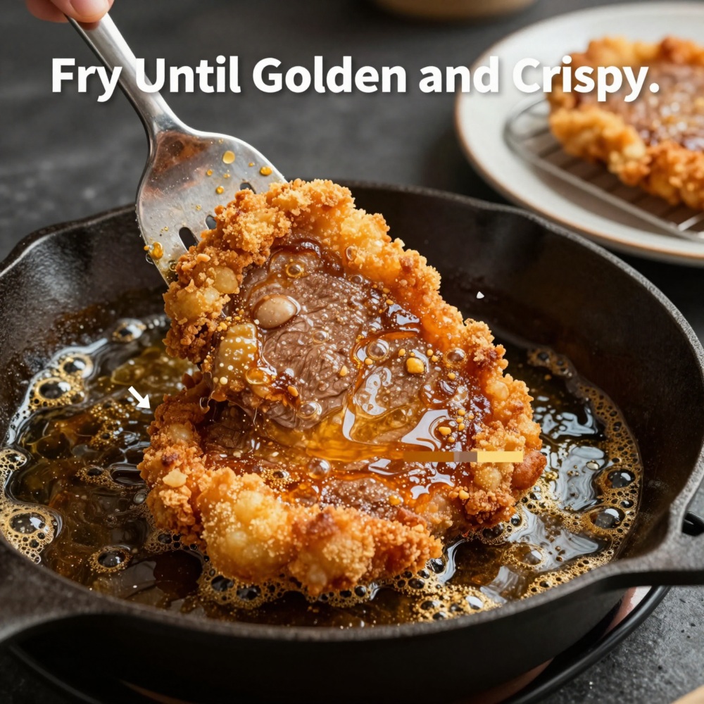 Country Fried Steak Recipe 5 Step 5: Fry Until Golden and Crispy (Golden Cues Matter)
