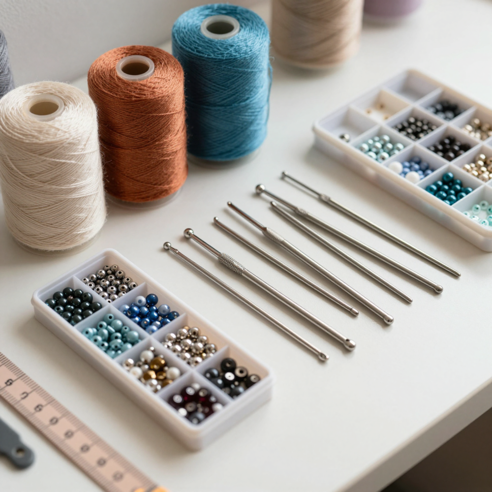 Crochet hand Bags & Purses with Beads: Step-by-Step Guide 3 Step 2: Choose Your Materials (Thread/Hook/Beads Must Match)