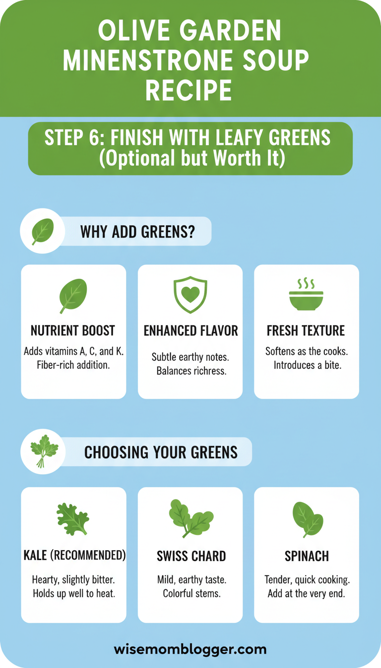 Minestrone Soup Recipe Olive Garden Copycat 7 Step 6: Finish with Leafy Greens (Optional but Worth It)