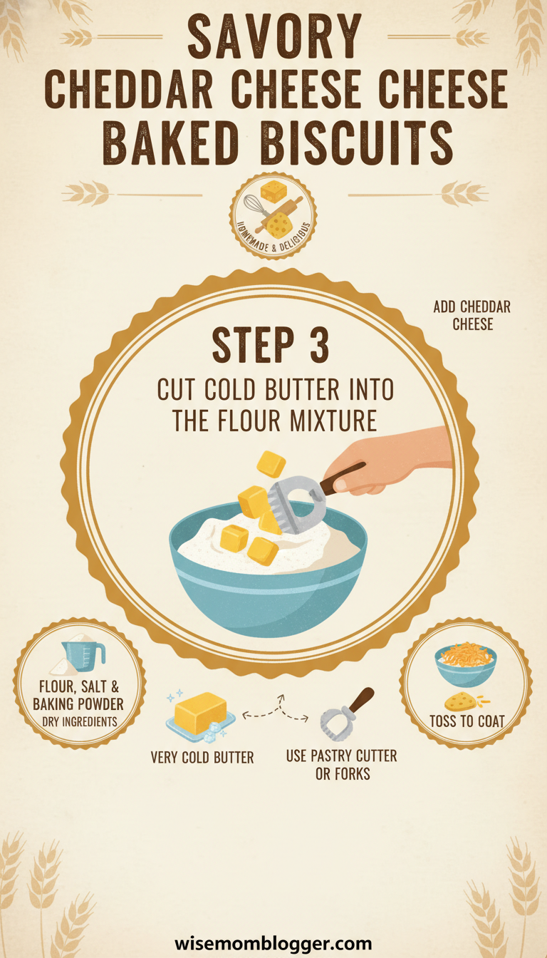 Savory Cheddar bay Biscuits Recipe 3 Step 3: Cut Cold Butter Into the Flour Mixture