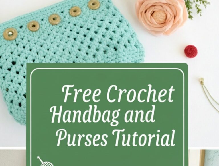 Crochet hand Bags & Purses with Beads: Step-by-Step Guide 5 collage images showing simple crochet bags and p