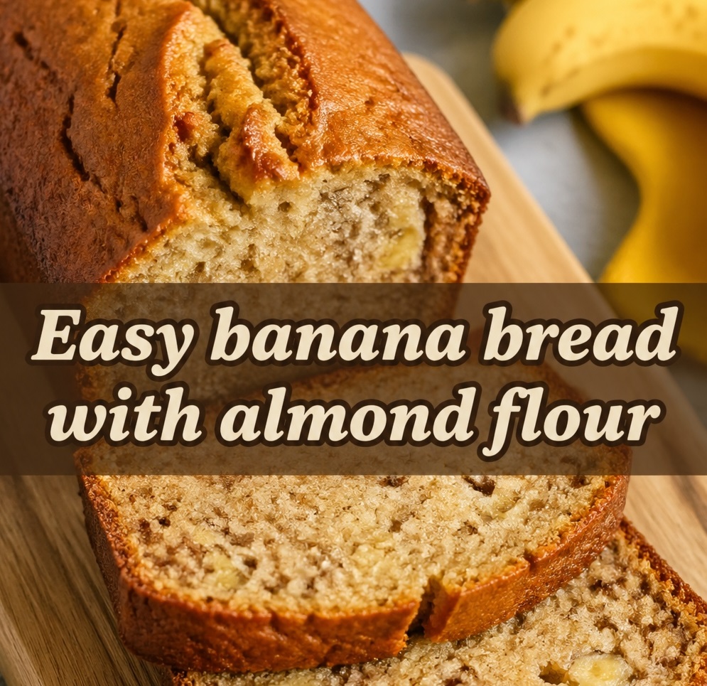 Banana Bread with Almond Flour 1 realistic image of a fresh banana bread loaf wit