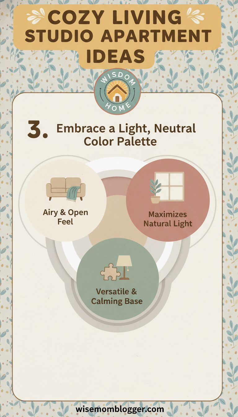 10 Fun Cozy Living Room Ideas for a Studio Apartment 4 3. Embrace a Light, Neutral Color Palette