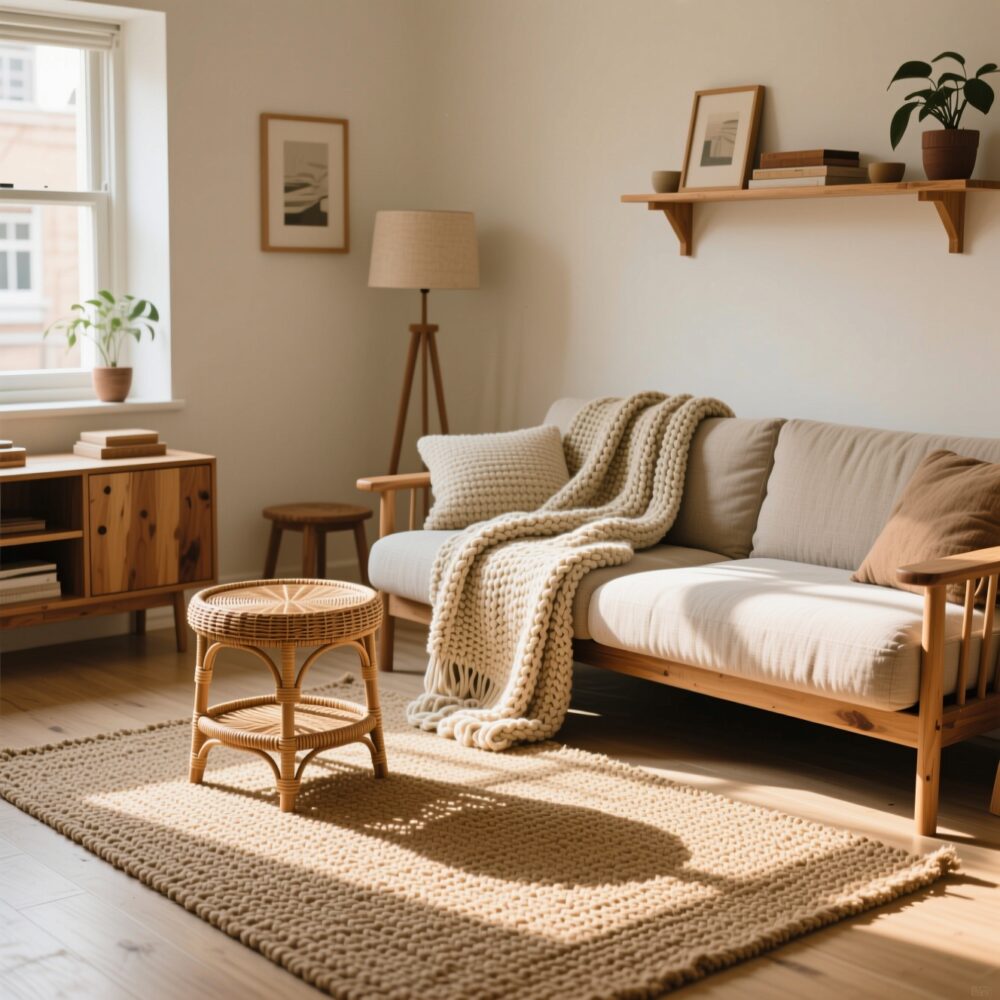 10 Fun Cozy Living Room Ideas for a Studio Apartment 5 4. Add Warmth with Natural and Textured Accents