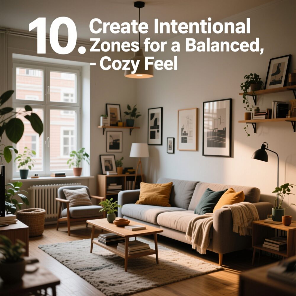 10 Fun Cozy Living Room Ideas for a Studio Apartment 11 10. Create Intentional Zones for a Balanced, Cozy Feel