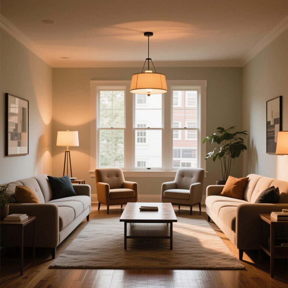 Living Room Ideas for Rectangular Rooms: How to Design, Zone, and Style Your Space 5 4. Mix Sofas and Armchairs Instead of One Big Sectional
