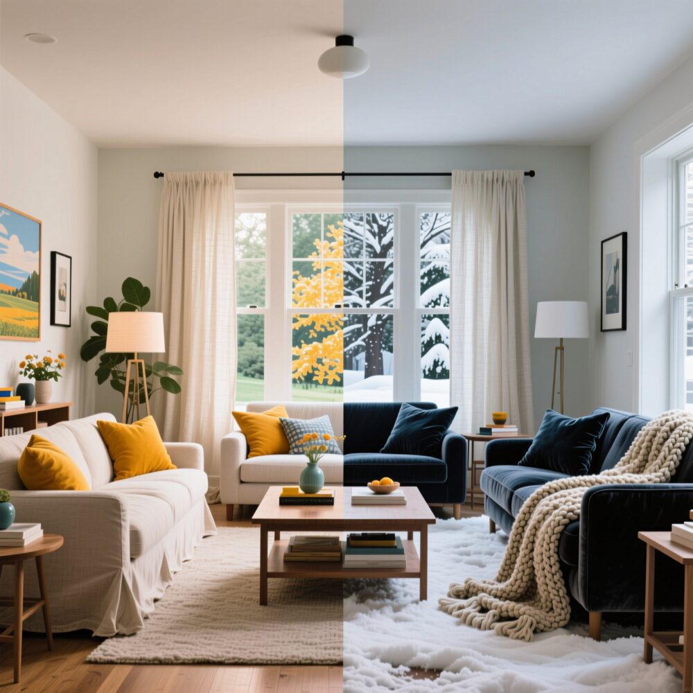Living Room Ideas for Rectangular Rooms: How to Design, Zone, and Style Your Space 8 7. Try a Seasonal Furniture Shuffle