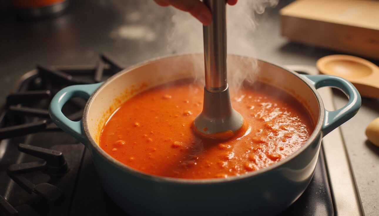 How to Make 30-Minute Tomato Basil Soup That Actually Tastes Fresh 6 Step 4: Blend the soup