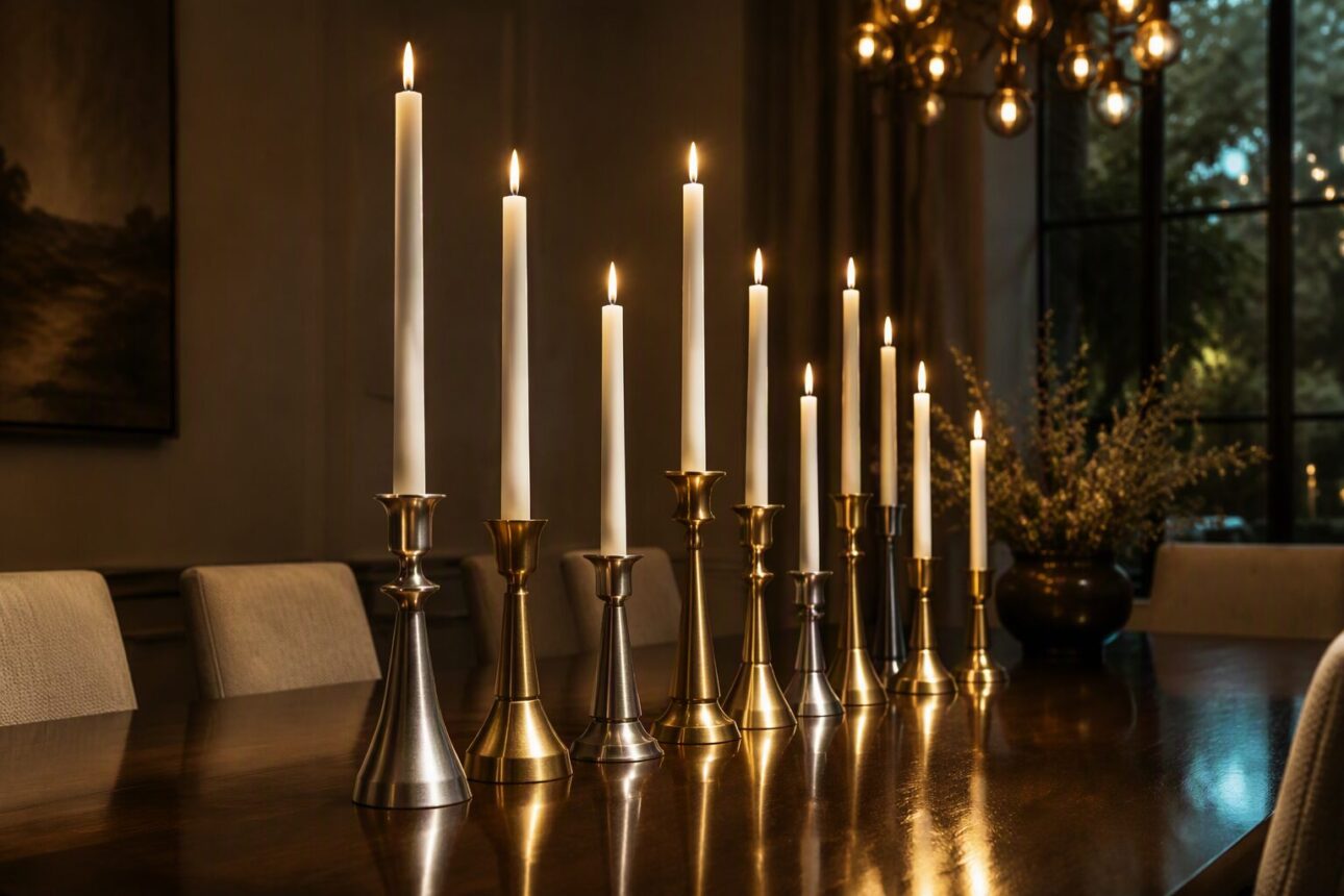 11 Expert Dining Table Centerpiece Ideas That Boost Curb Appeal 5 3. Tiered Candlestick Groupings