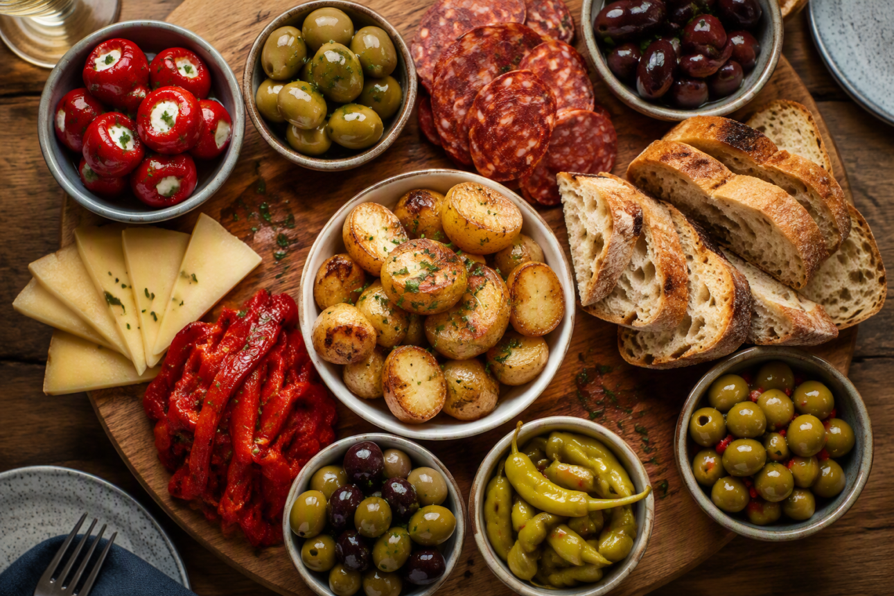 15 Cozy and Crowd-Pleasing Board Night Ideas the Whole Family Will Love 4 2. The Mediterranean Tapas Board