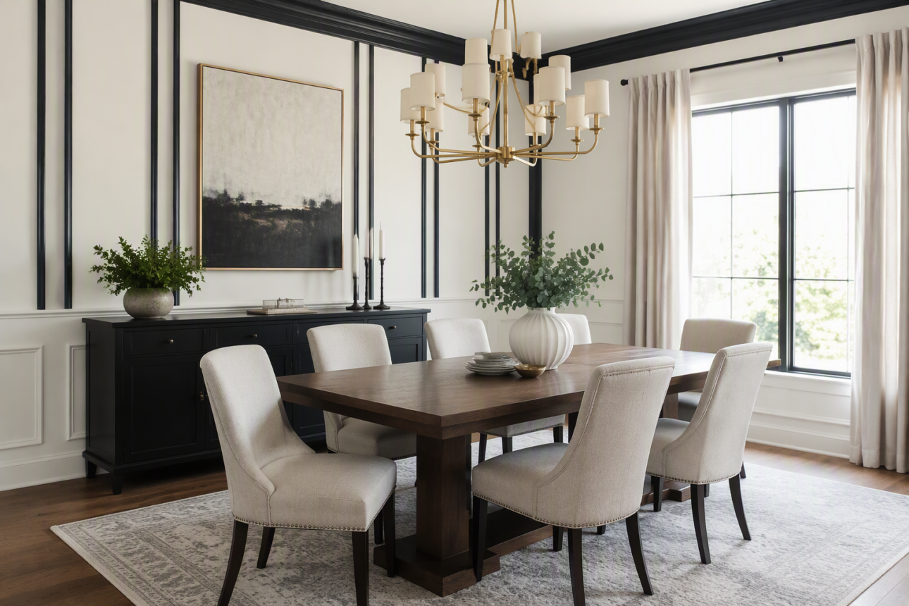 10 Brilliant Board and Batten Wall Ideas for Every Budget 6 4. Sophisticated Double-Batten Dining Feature