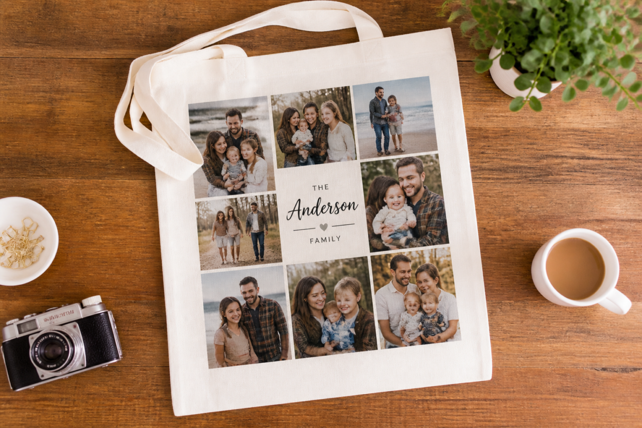 10 Beautiful Tote Handbag Design Ideas for Every Style 4 2. Personalized Photo Collages
