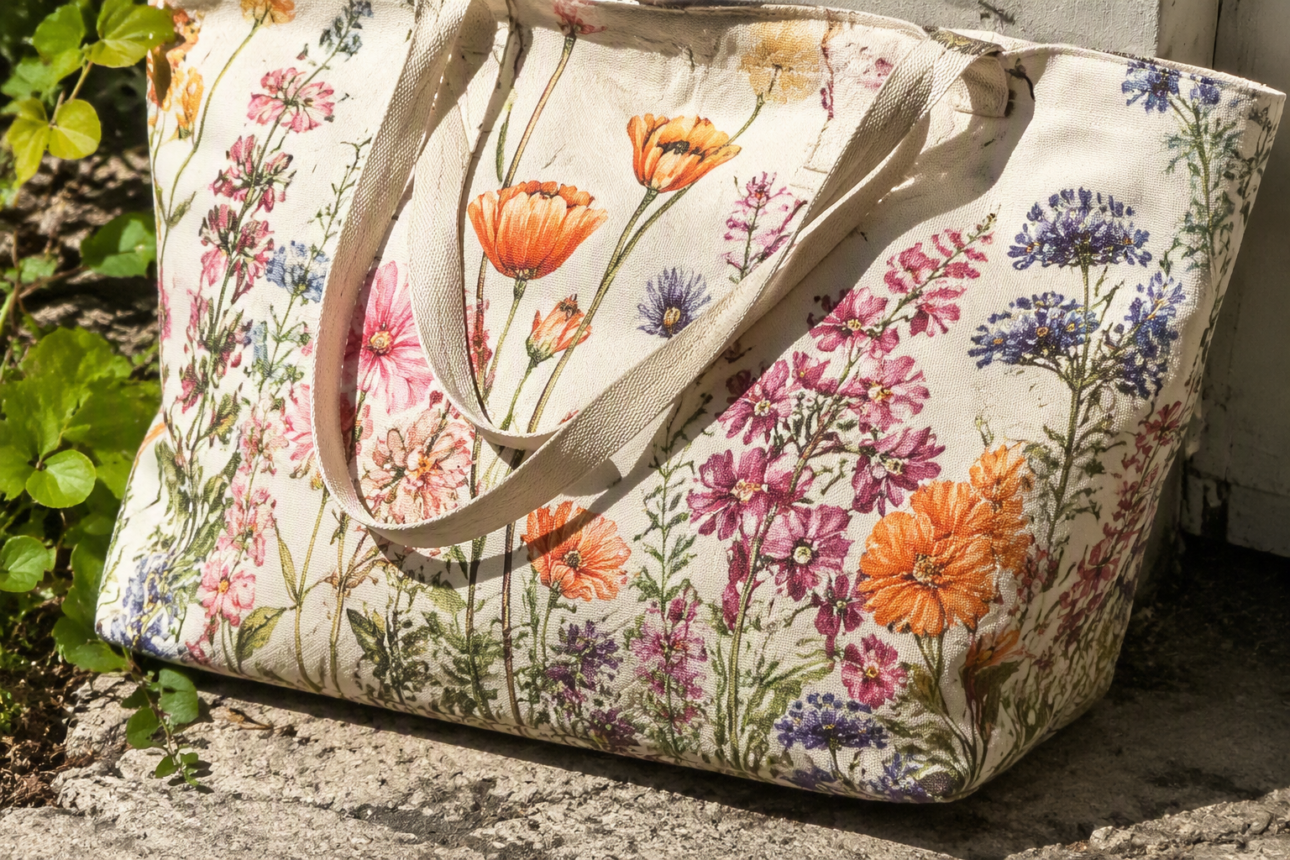 10 Beautiful Tote Handbag Design Ideas for Every Style 8 6. Classic Floral Prints