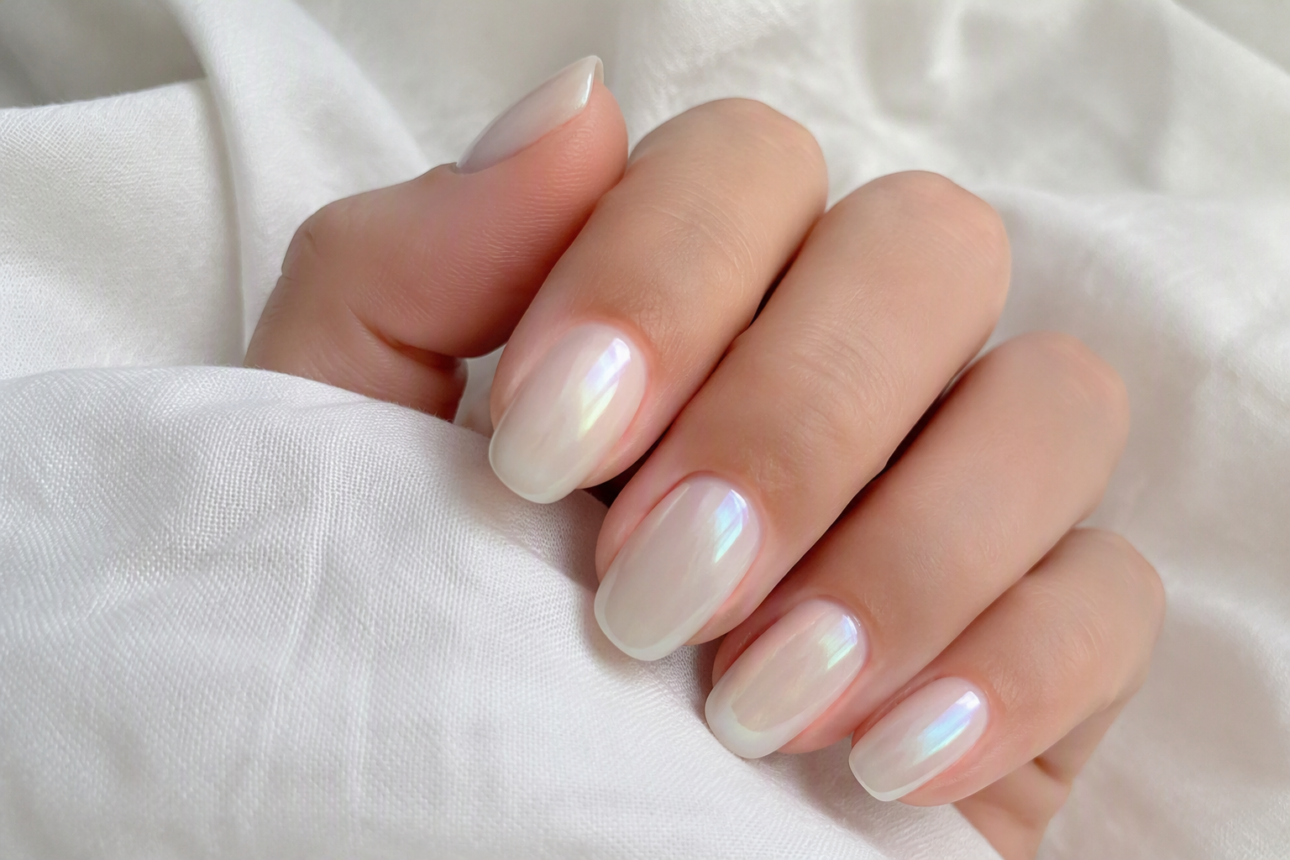 12 Beautiful August Nail Designs Everyone Should Know 7 5. Sophisticated Milky Pearly Whites