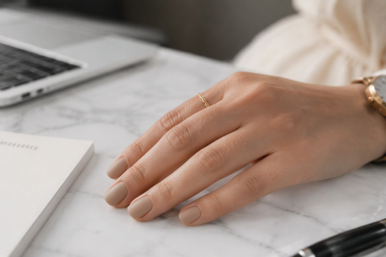 13 Trendy Square Nail Inspo Pictures for Every Style 3 1. Classic Nude Short Squares