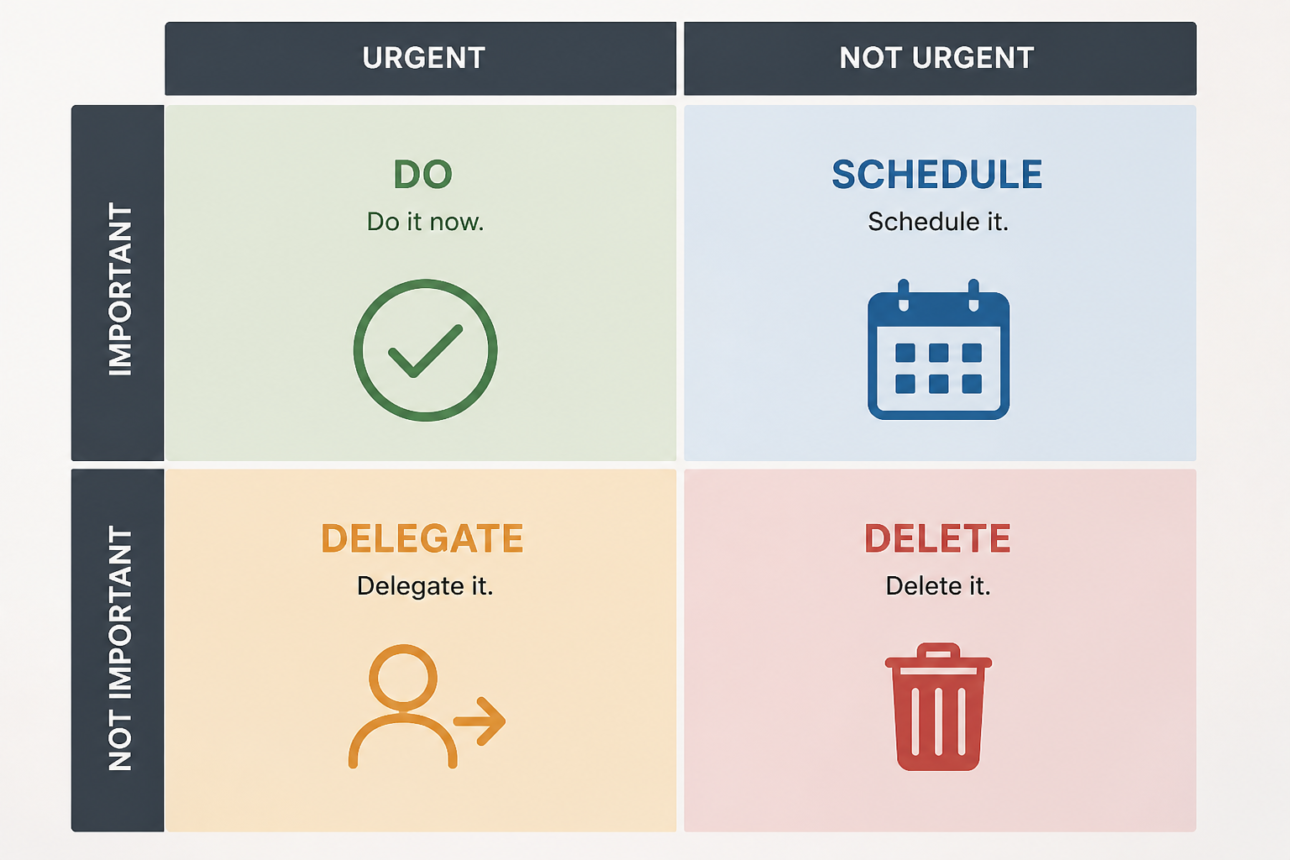 11 Genius Little Things to Do for a More Productive Day 5 3. The Eisenhower Matrix Categorization