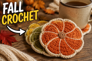 13 Simple Fall Crochet Coasters for Busy Homeowners fall crochet coasters to make