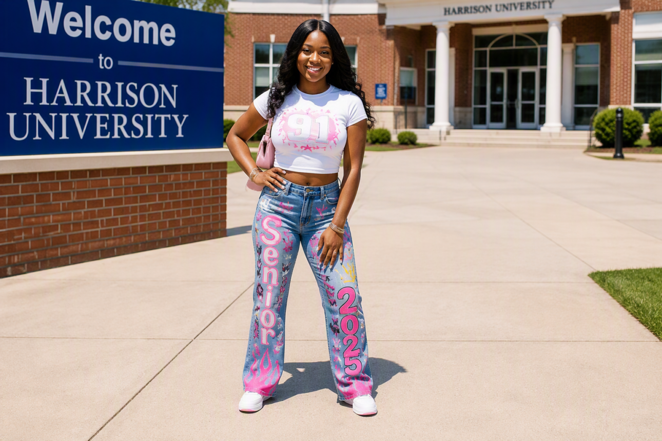 10 Cute Senior Jeans Ideas for High School Portraits 4 2. Y2K Doodle Dreams