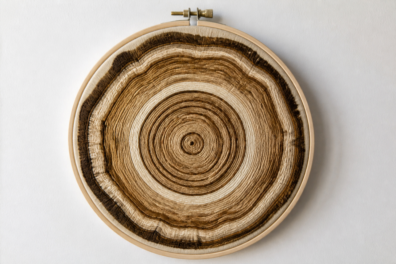 13 Genius DIY Embroidery Ideas for Beginners 5 3. Concentric Tree Ring Wall Art