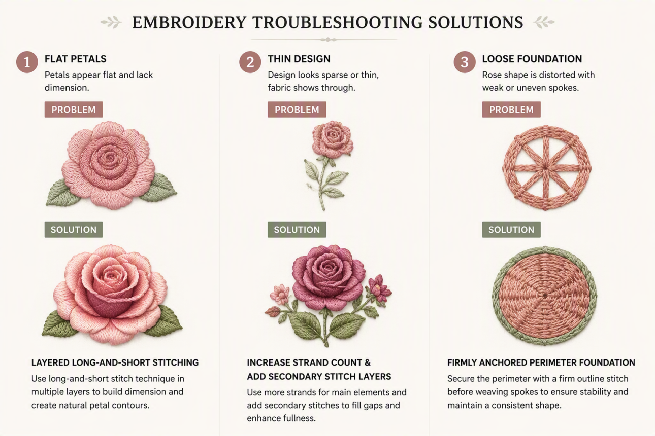 How to Embroider Flowers Step by Step 8 Step 6: Layer for Depth and Shadow