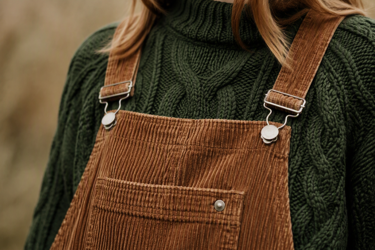 12 Creative Forest Style Outfit Ideas for Nature Lovers 4 2. Rugged Corduroy Overalls