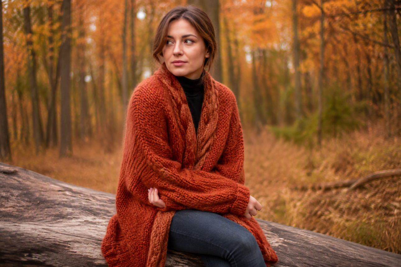 12 Creative Forest Style Outfit Ideas for Nature Lovers 7 5. Earth-Toned Knit Cardigans