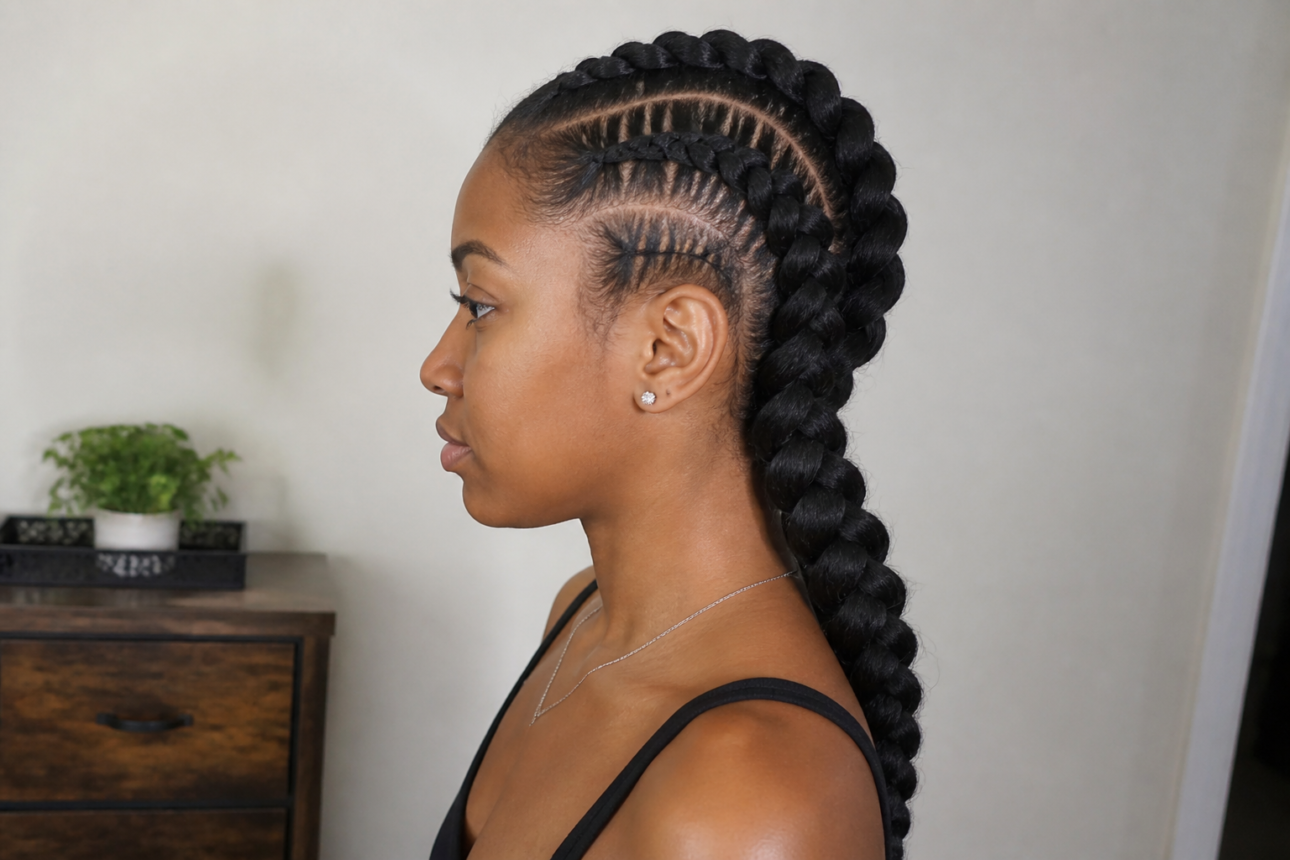 11 Simple Braided Pigtails Hairstyles for Beginners 5 3. Stunning Pancaked Chunky Braids