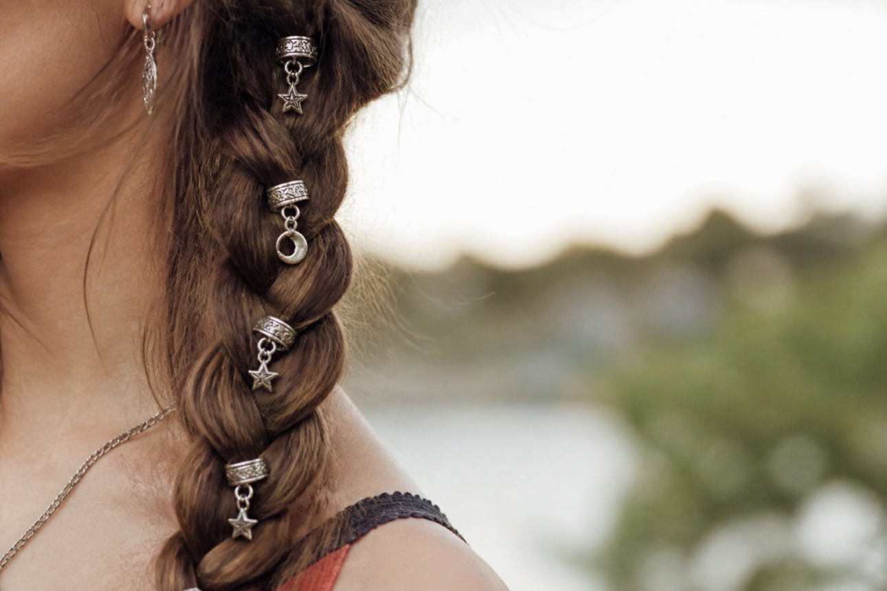 11 Simple Braided Pigtails Hairstyles for Beginners 9 7. Simple Silver-Ring Accented Pigtails