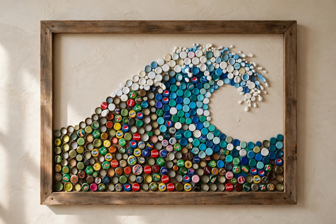 bottle_cap_wave_art bottle cap wave art